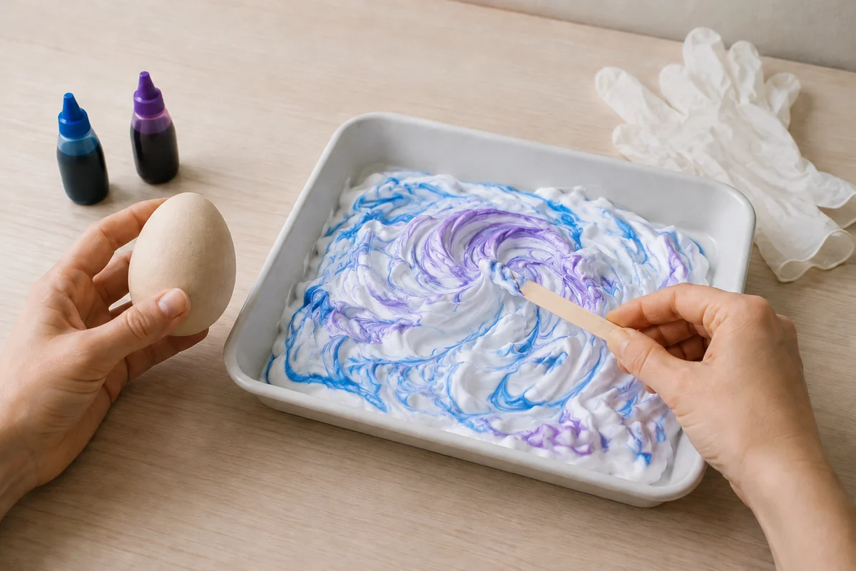 Étape 2 de œufs de pâques marbrés : marbrer les couleurs
