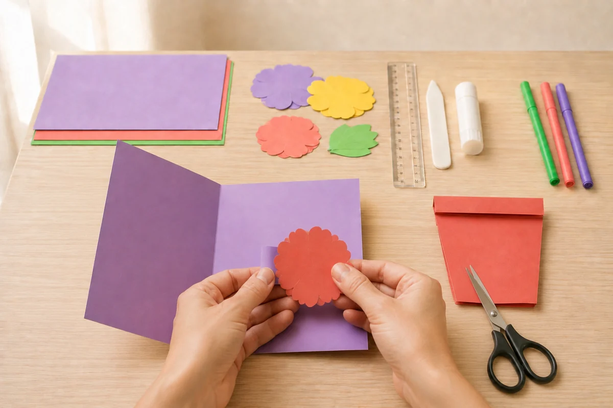 Étape 3 de carte pot de fleurs fête des mères : assembler le mécanisme