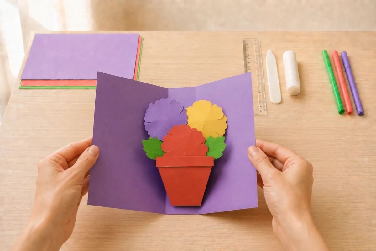 Carte pot de fleurs Fête des Mères : tuto pop-up