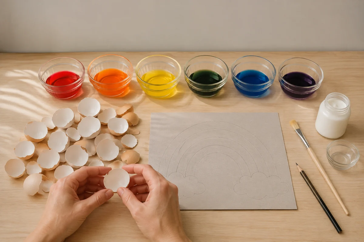 Étape 1 de mosaïque en coquilles d'œufs : préparer et colorer les coquilles