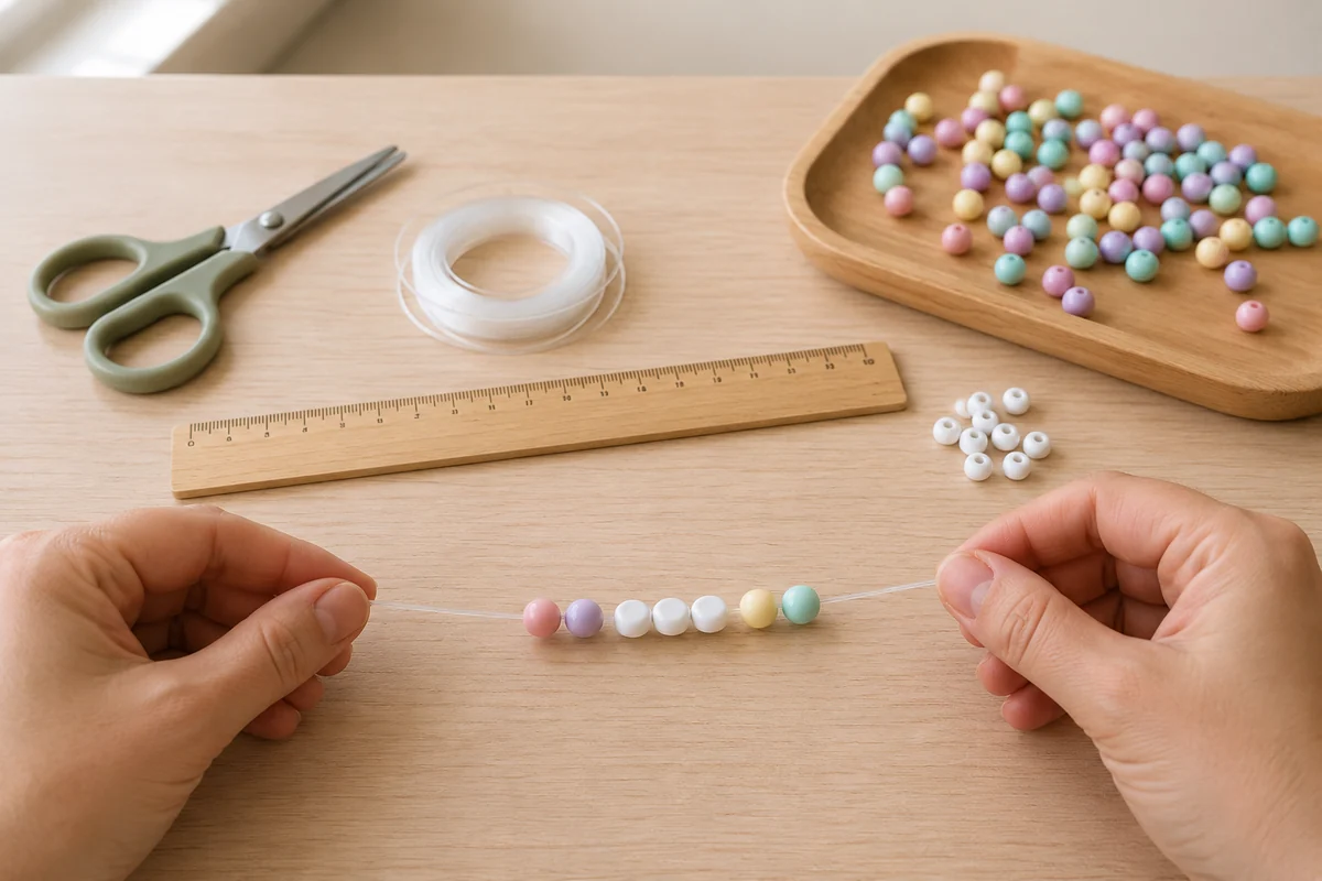 Étape 1 de bracelet prénom en perles alphabet : mesurer et composer le prénom