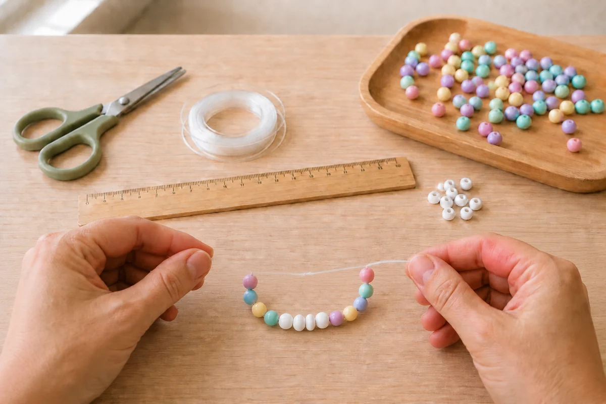 Étape 4 de bracelet prénom en perles alphabet : nouer doublement