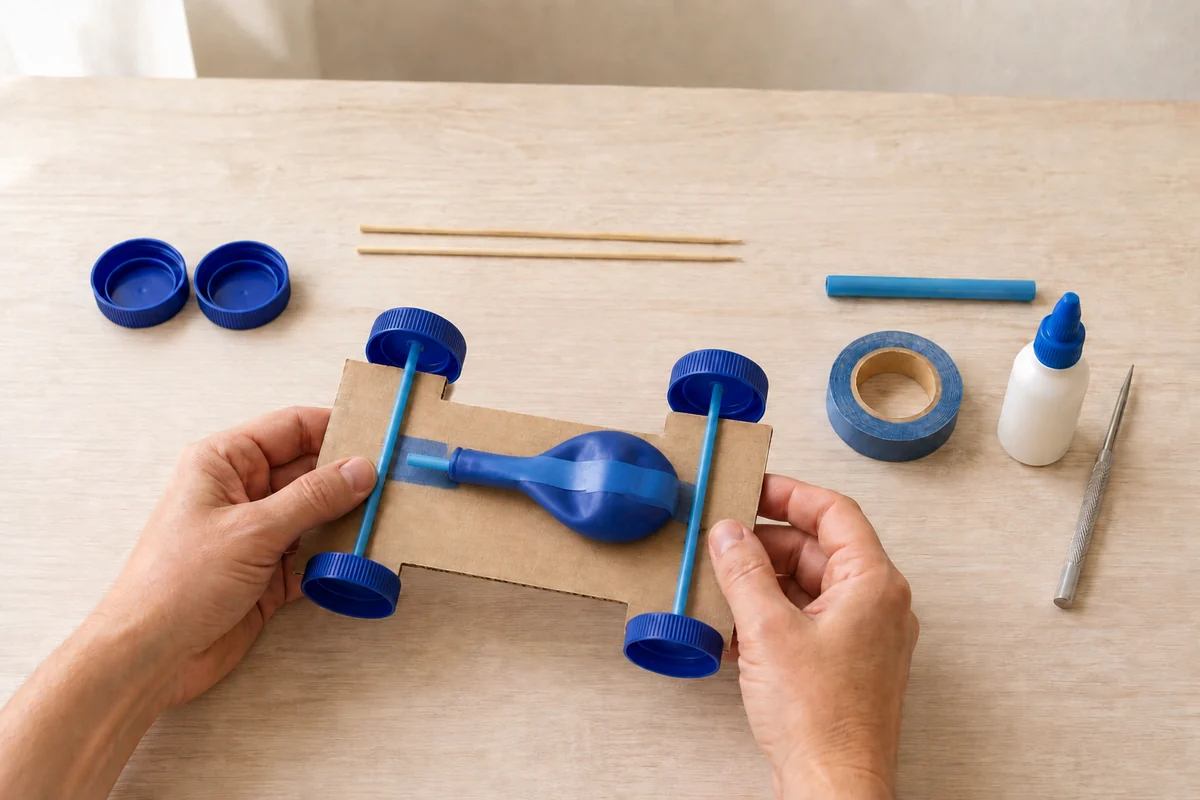 Étape 3 de voiture à ballon : assembler ballon et paille