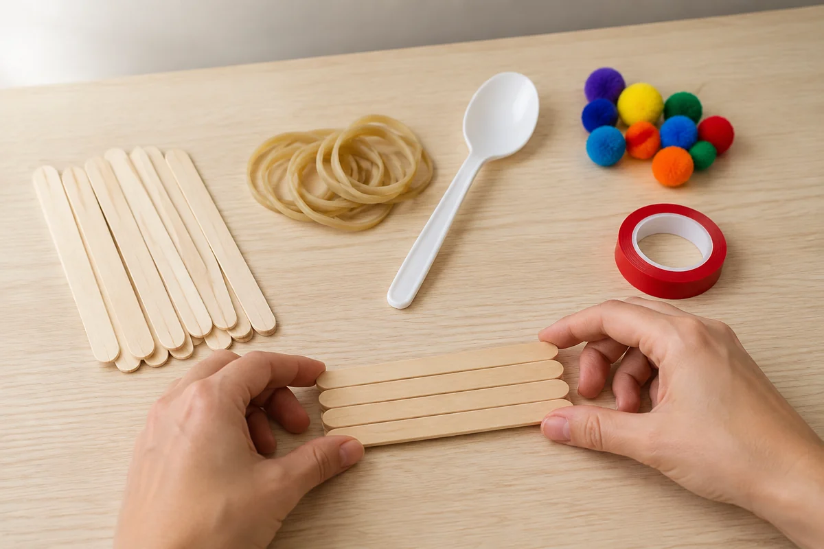 Étape 1 de catapulte à pompons : empiler le socle