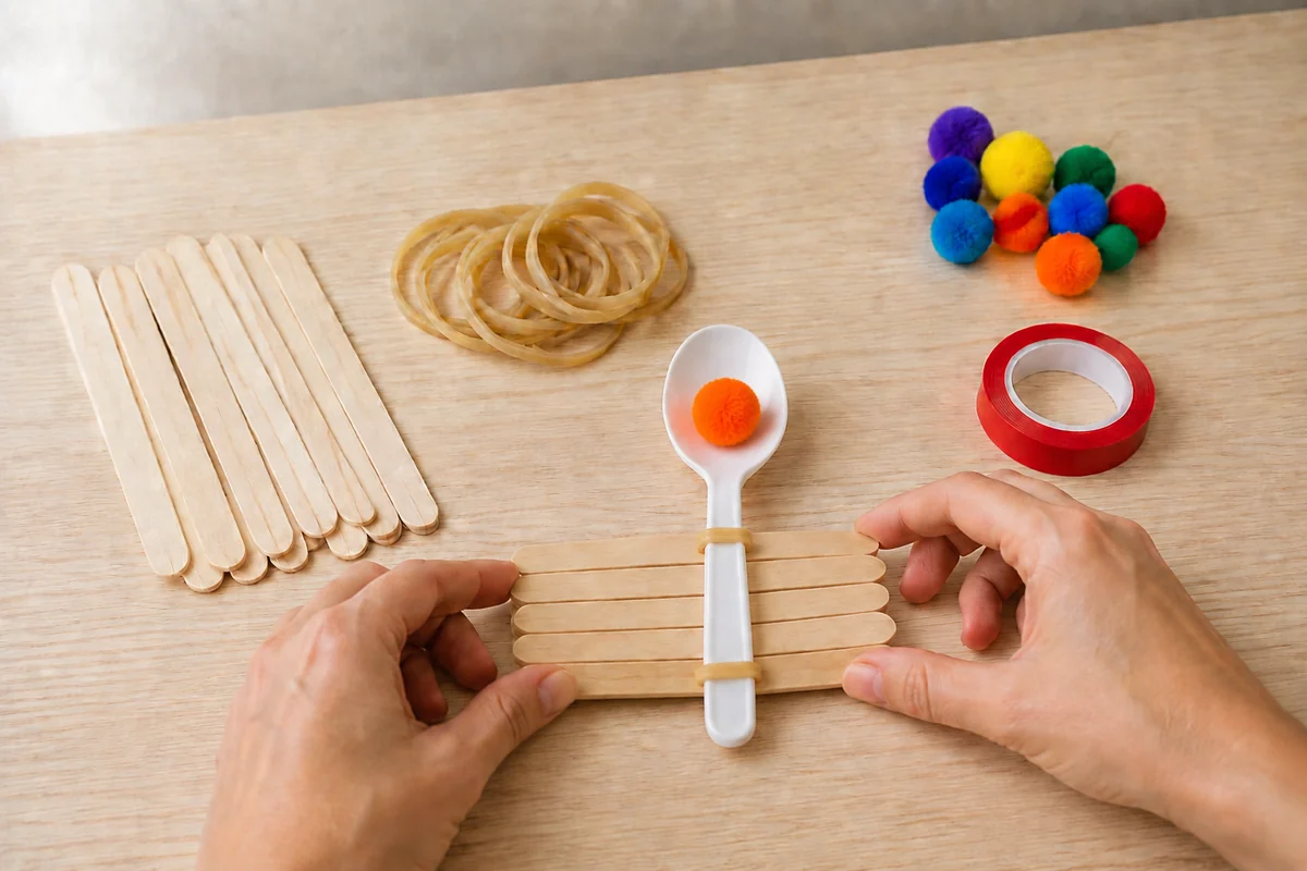 Étape 4 de catapulte à pompons : charger un pompon