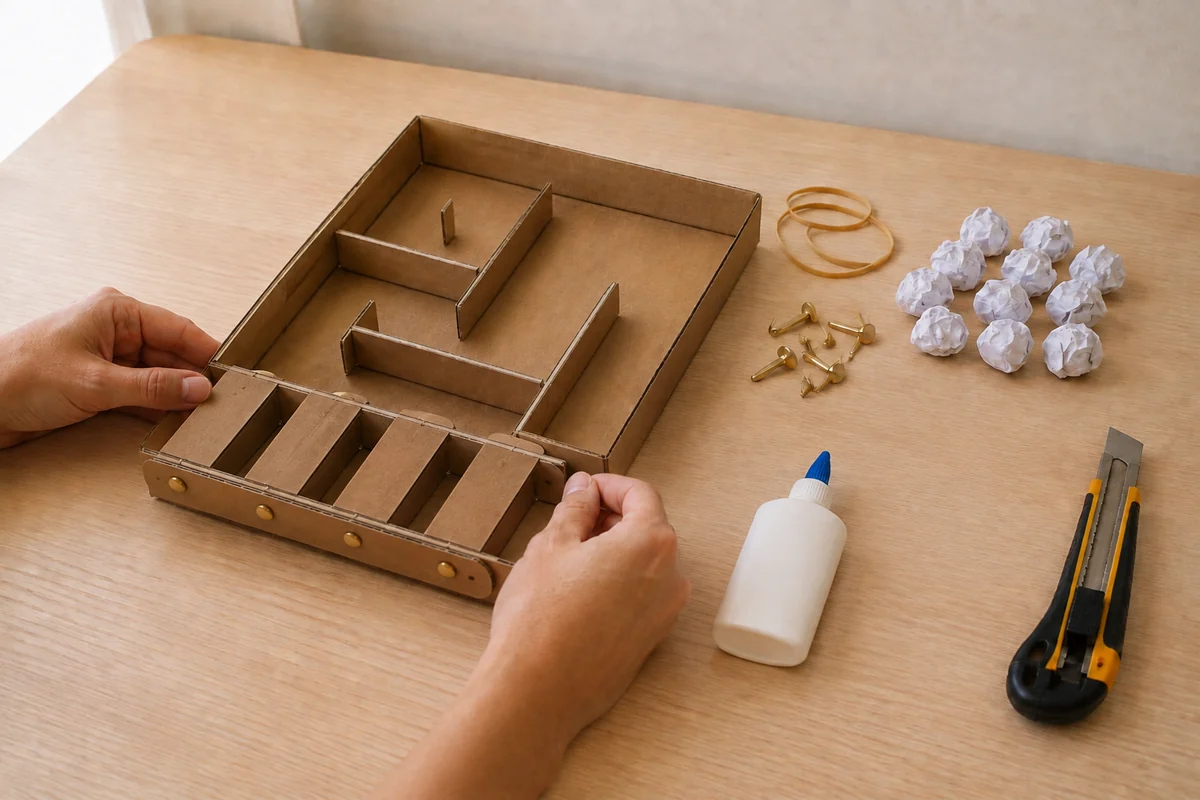 Étape 3 de flipper en carton : monter les palettes