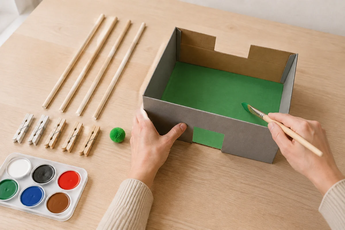 Étape 2 de baby-foot en carton : peindre le terrain