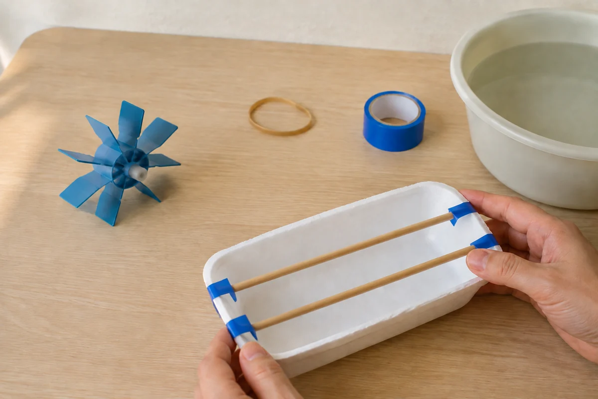 Étape 2 de bateau à élastique : installer les supports