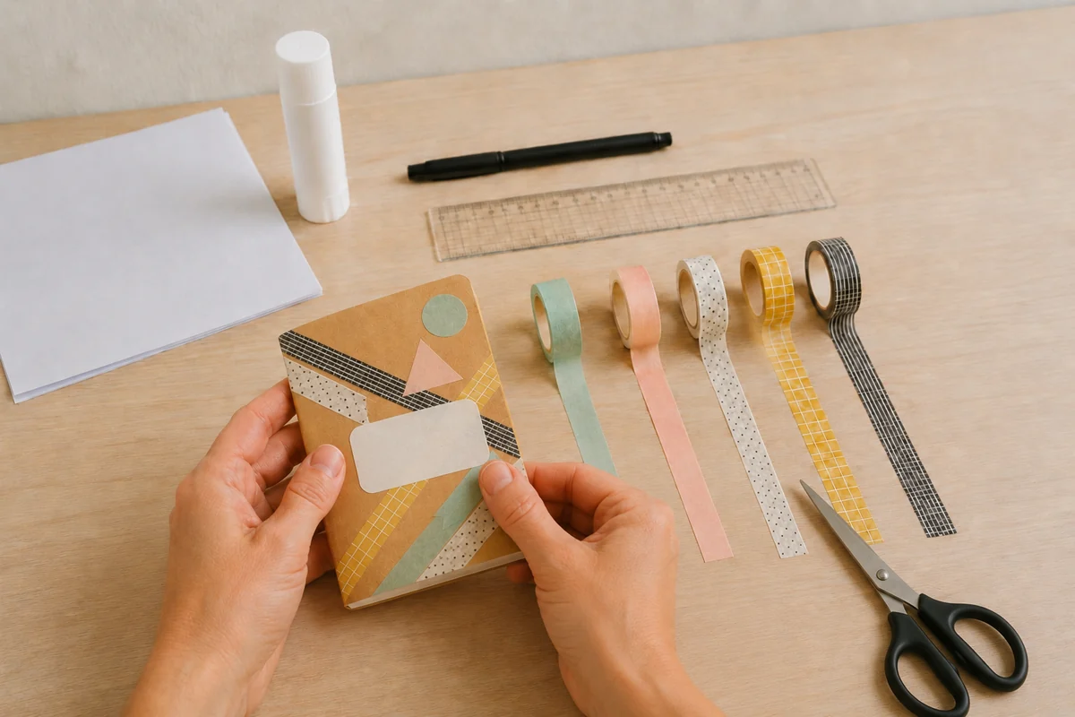 Étape 4 de washi tape enfant : ajouter formes et étiquette