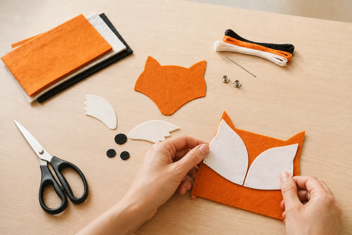 Étape 2 de couture feutrine enfant : positionner le visage