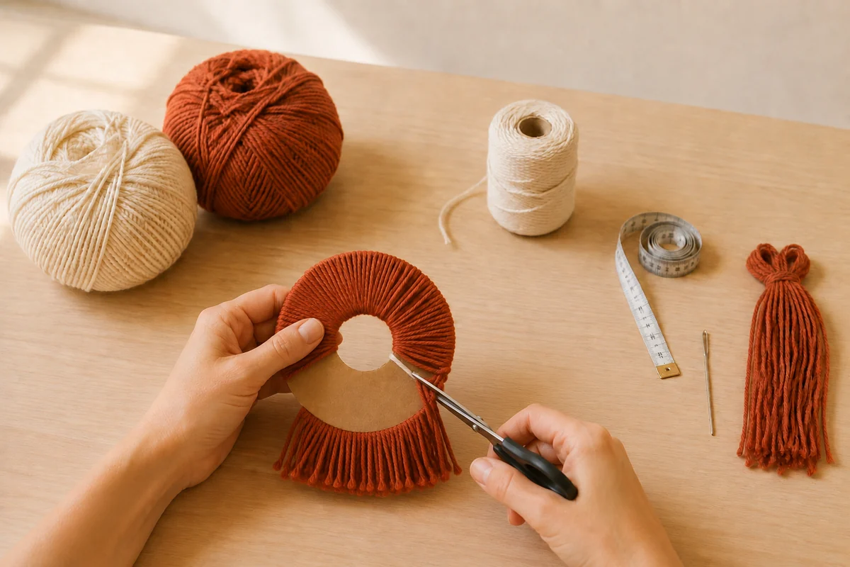 Étape 3 de guirlande de pompons et tassels : égaliser les éléments