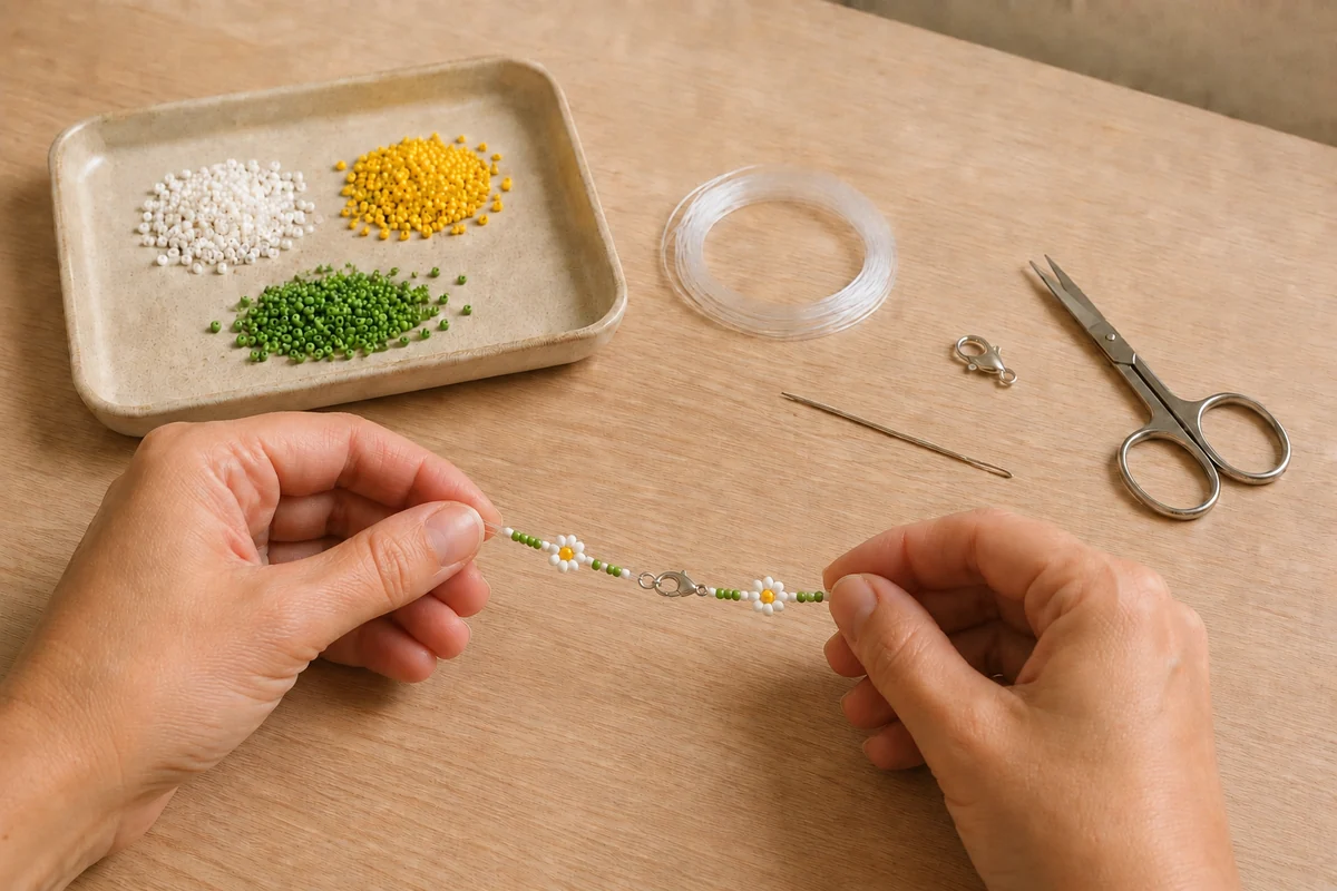 Étape 4 de bracelets de fleurs en perles : ajouter le fermoir