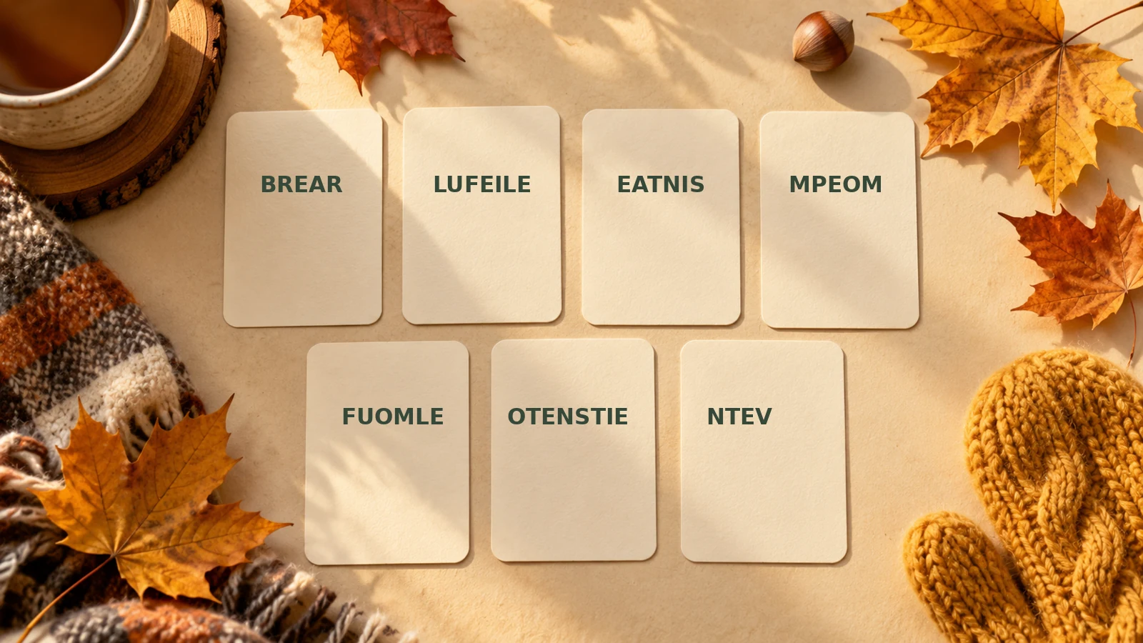 Mots mélangés d’automne : 7 anagrammes et un message caché