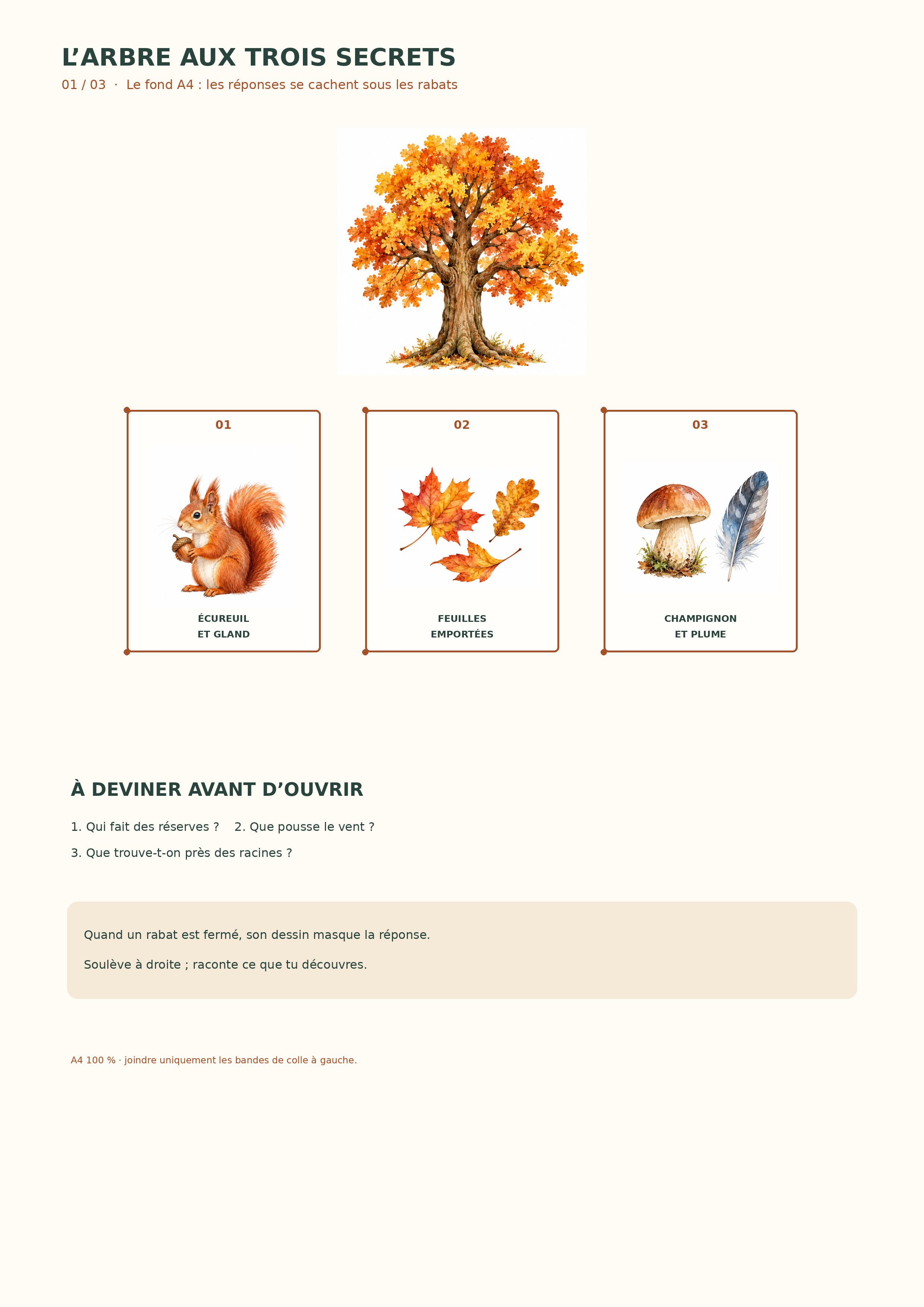 le fond de l’arbre, arbre d’automne à trois volets