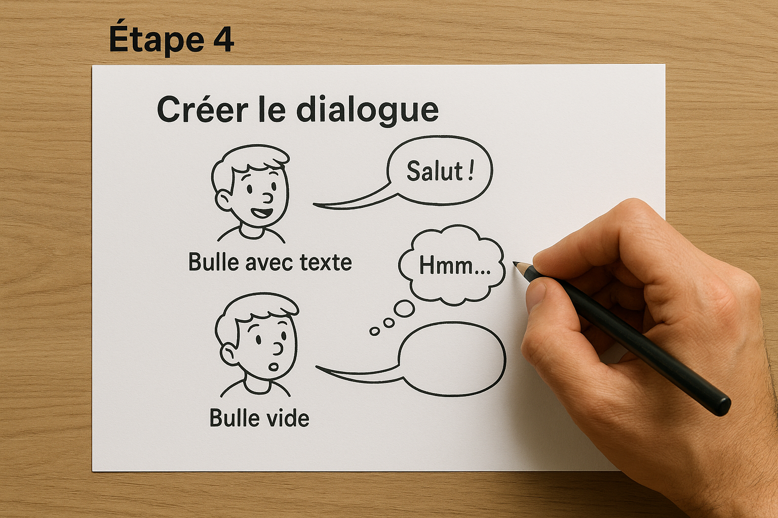 Étape encrage et couleur : encrer, gommer, colorier