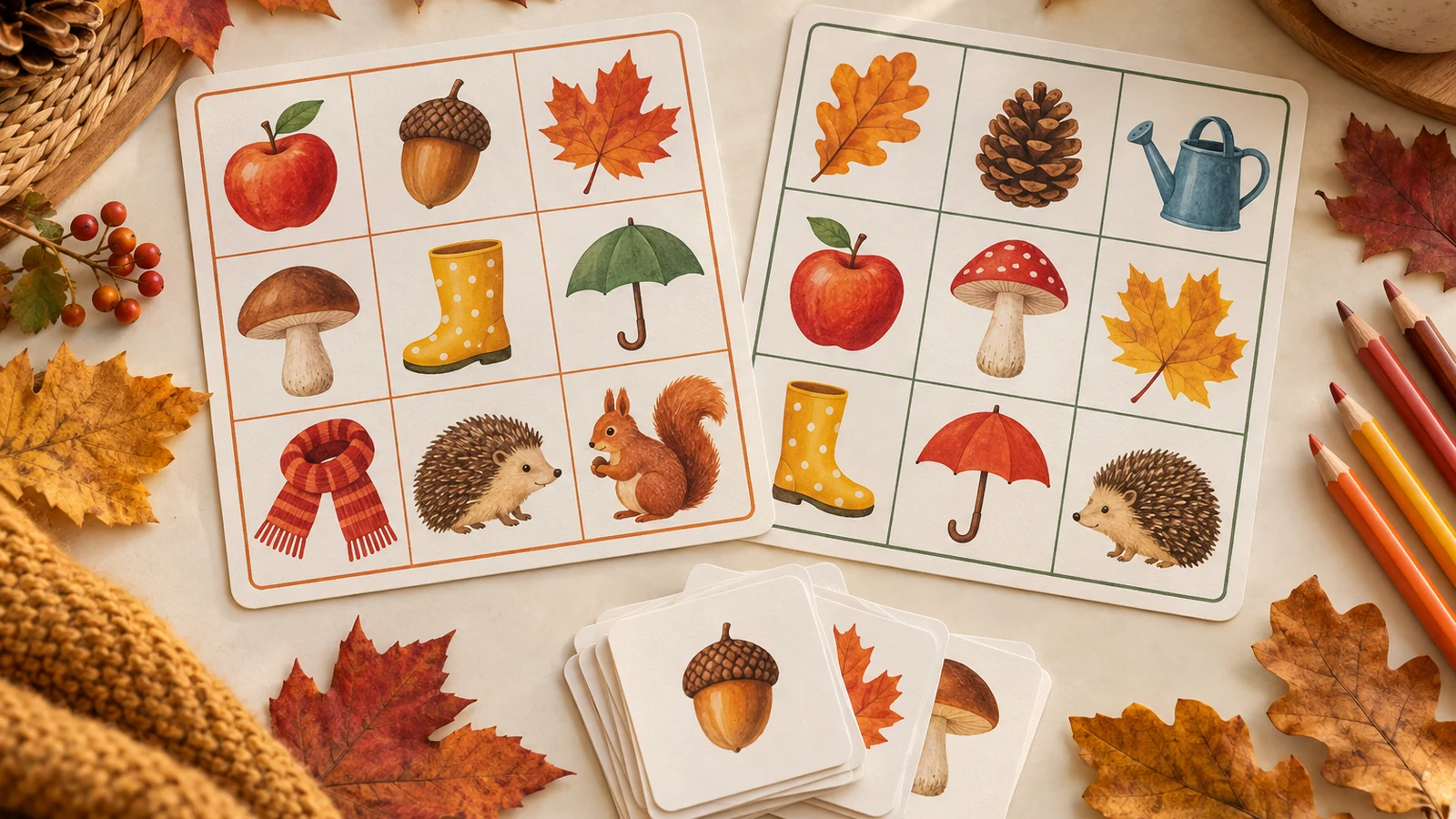 Bingo des devinettes d’automne : six grilles à imprimer