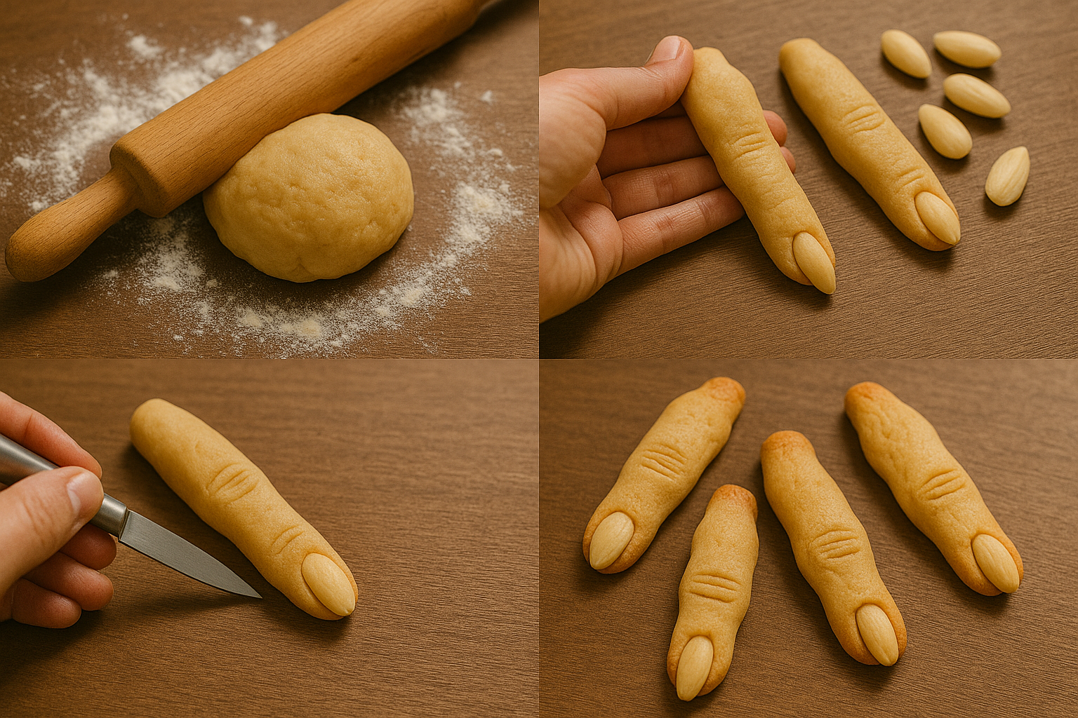 Tuto biscuits doigts de sorcière - 4 étapes