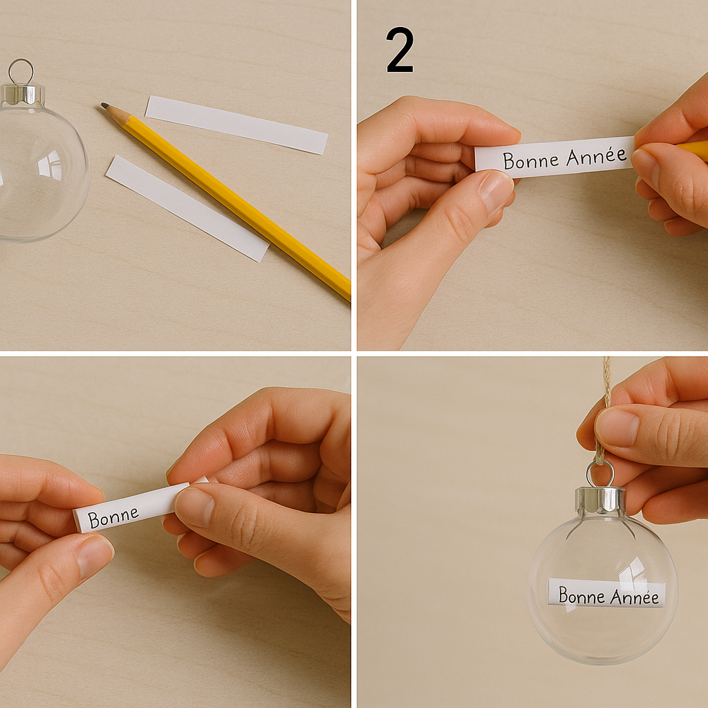 Boule messages de voeux - 4 étapes