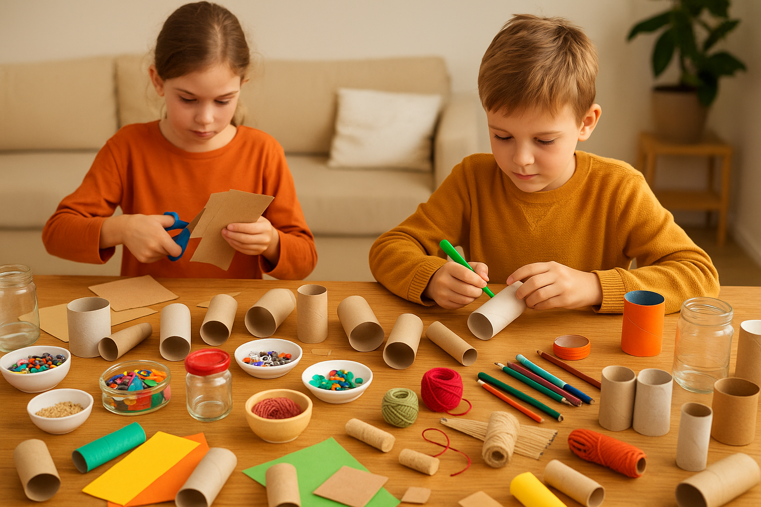 Atelier créatif d’automne avec matériaux recyclés et naturels.
