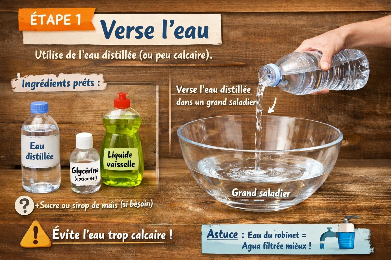 Préparation du mélange pour bulles de savon géantes