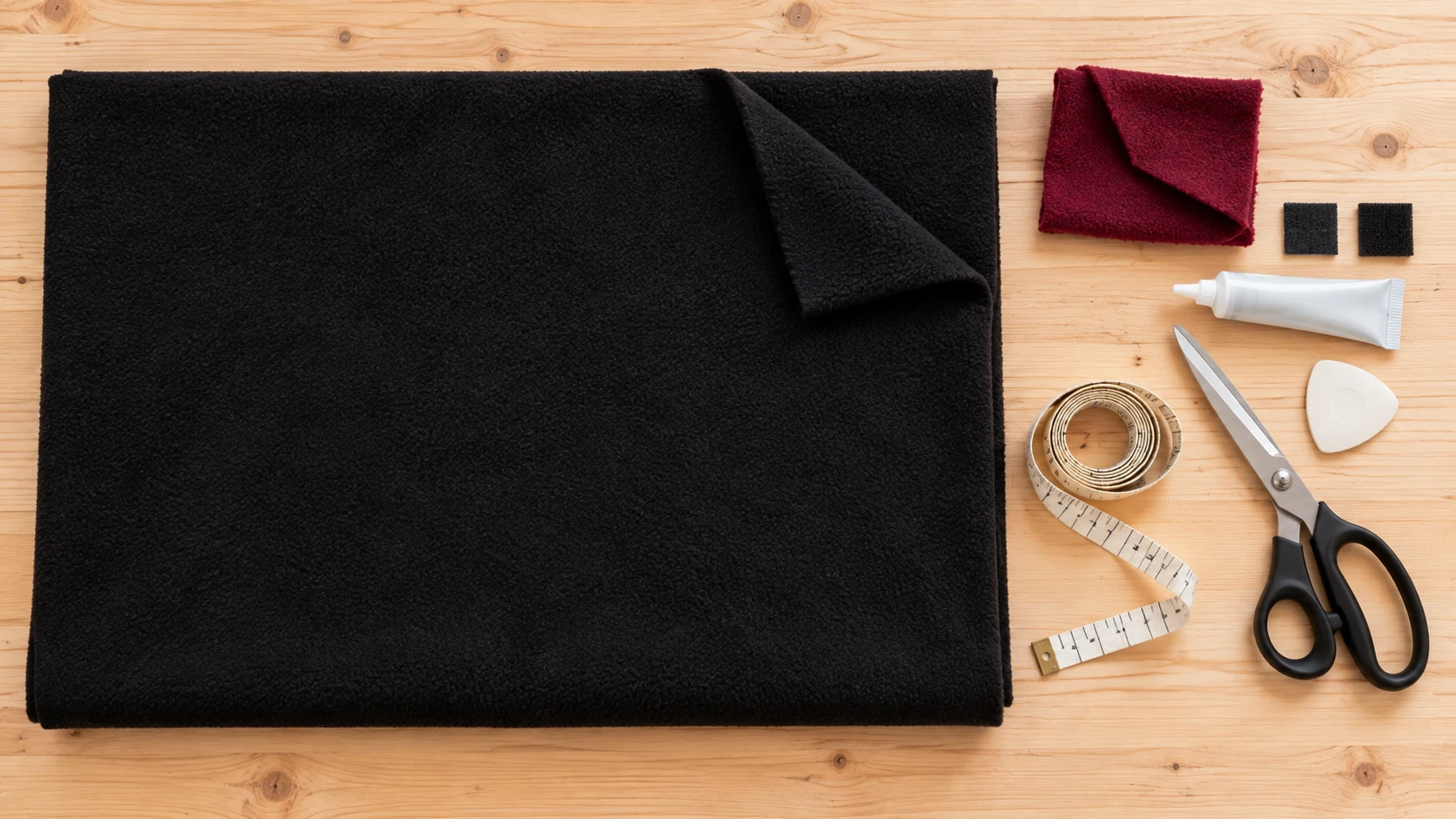 Grand rectangle de tissu noir destiné à la cape de vampire sans couture