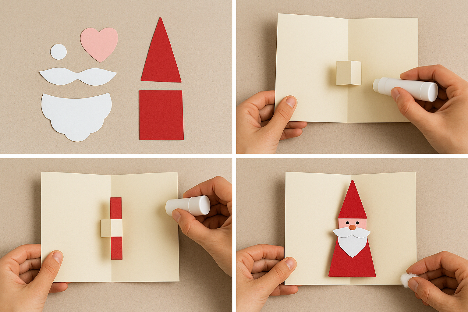Carte pop-up Père Noël réalisée par un enfant – tutoriel 4 étapes