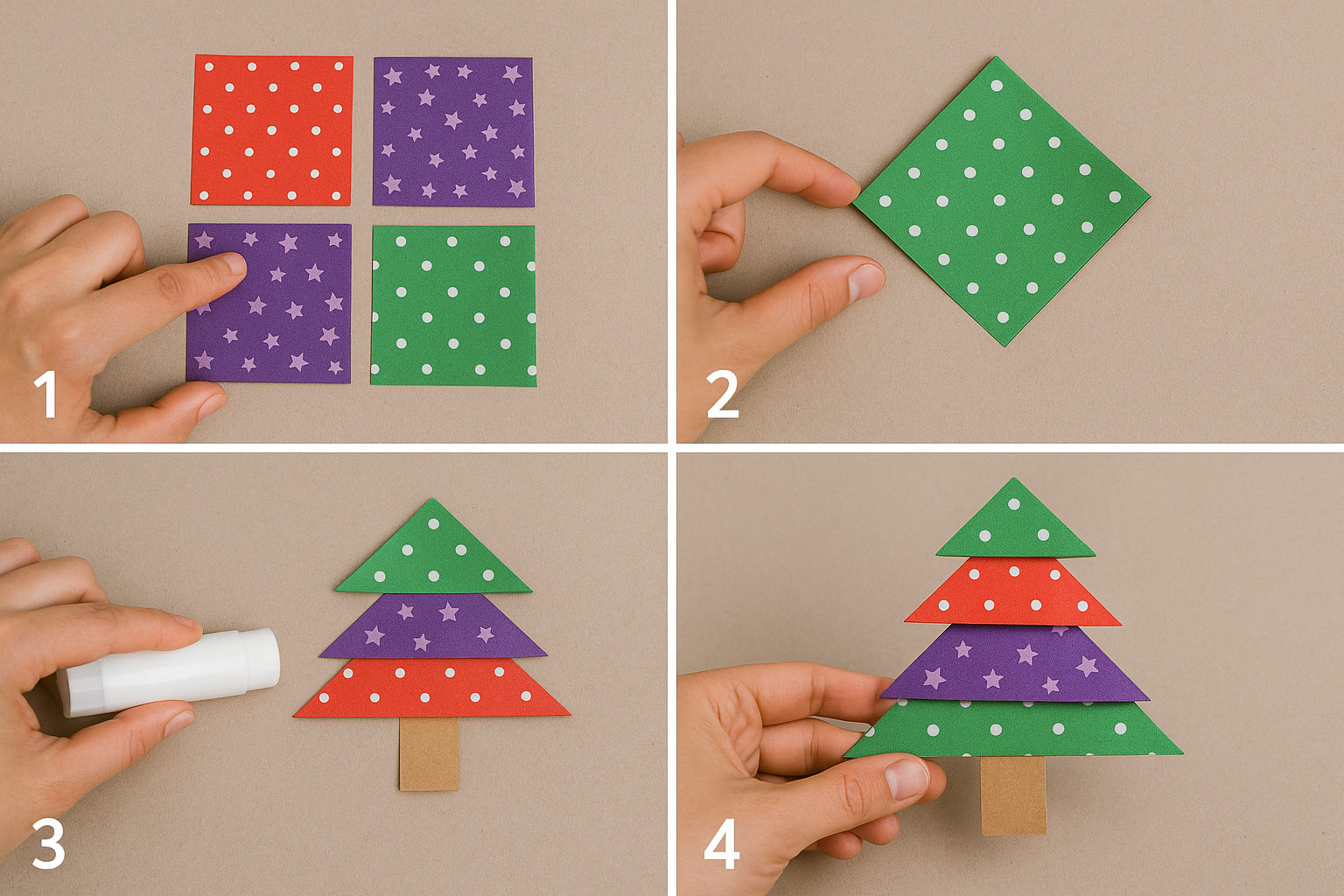 Carte de Noël avec sapin 3D en accordéon – tutoriel 4 étapes