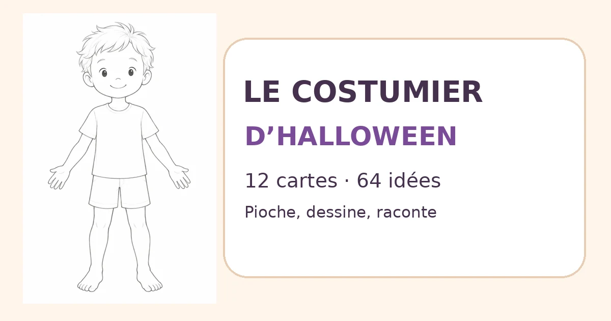 Cartes de costumes Halloween : 64 personnages à dessiner