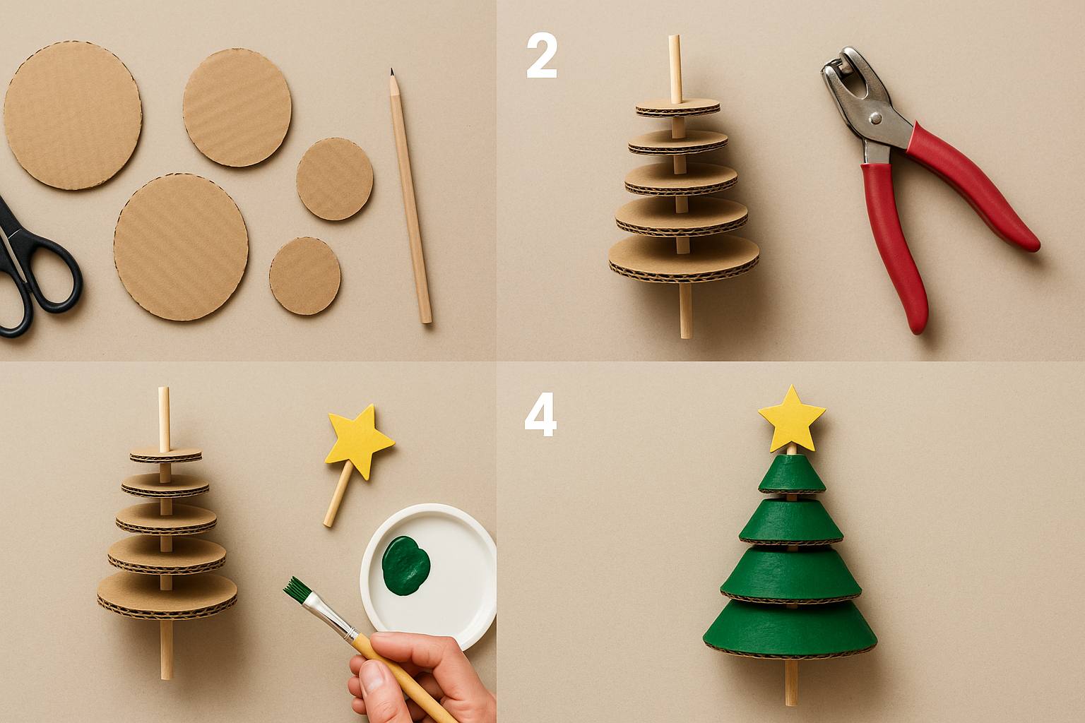 Centre de table de Noël avec mini sapins en cônes – tutoriel 4 étapes