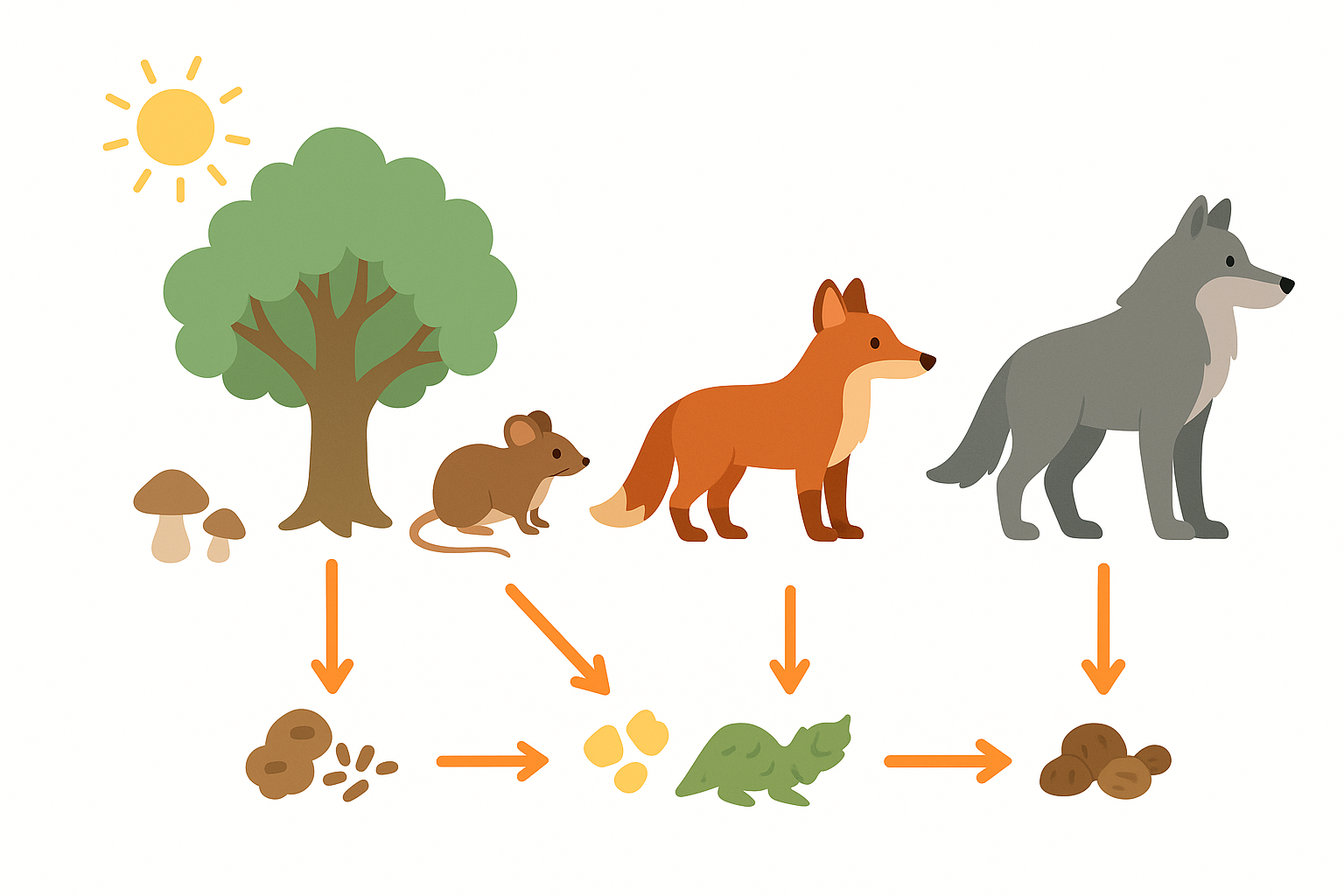 Schéma simple d'une chaîne alimentaire de forêt