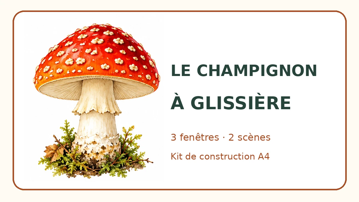 Champignon de forêt à glissière : trois fenêtres et deux scènes à imprimer