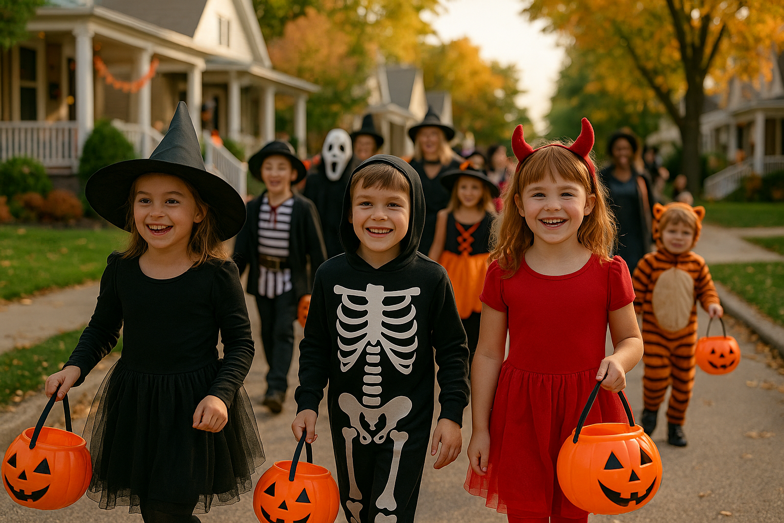 Groupe d’enfants travaillant sur des énigmes d’Halloween en lumière douce