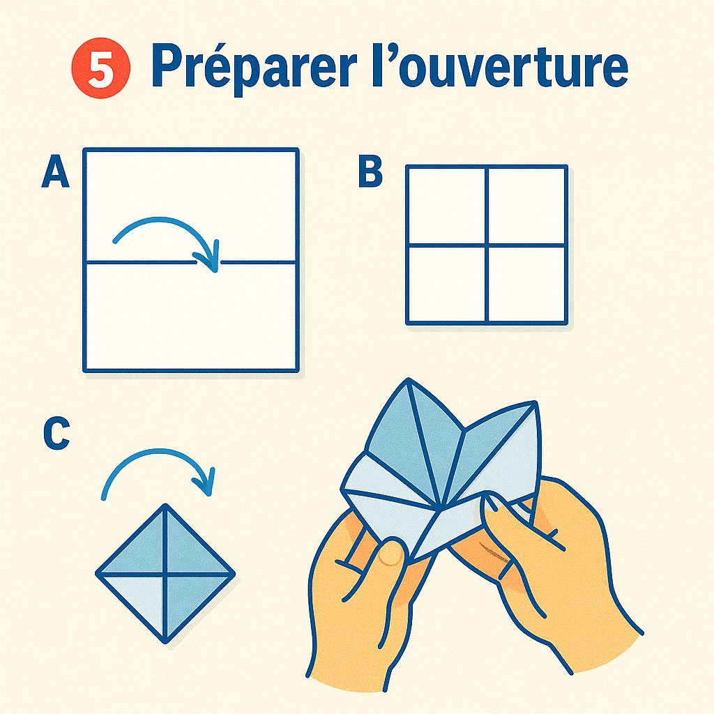 Étape 5 : Préparer l’ouverture et glisser les doigts dans les poches