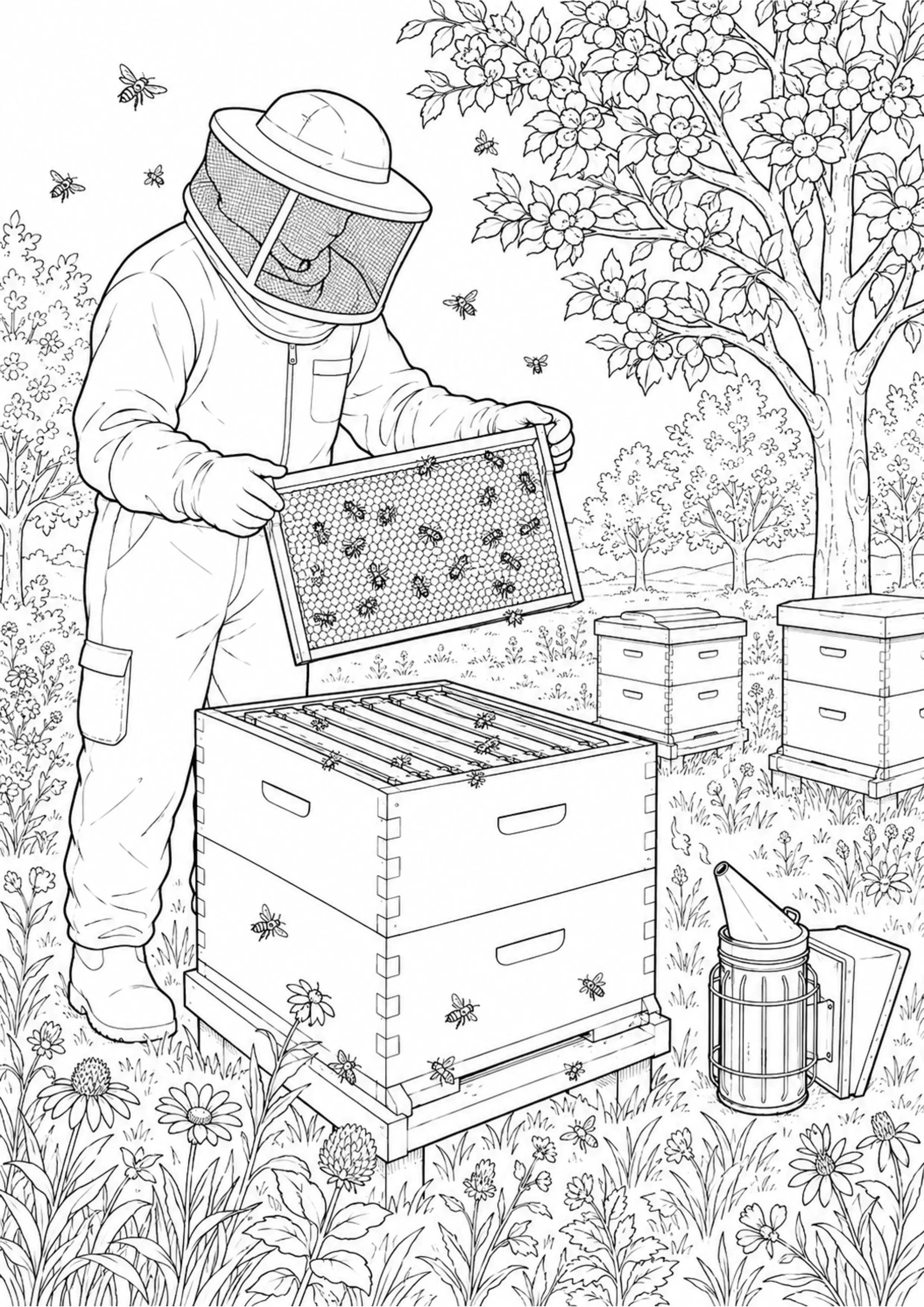 Coloriage apiculteur : 20 dessins à imprimer