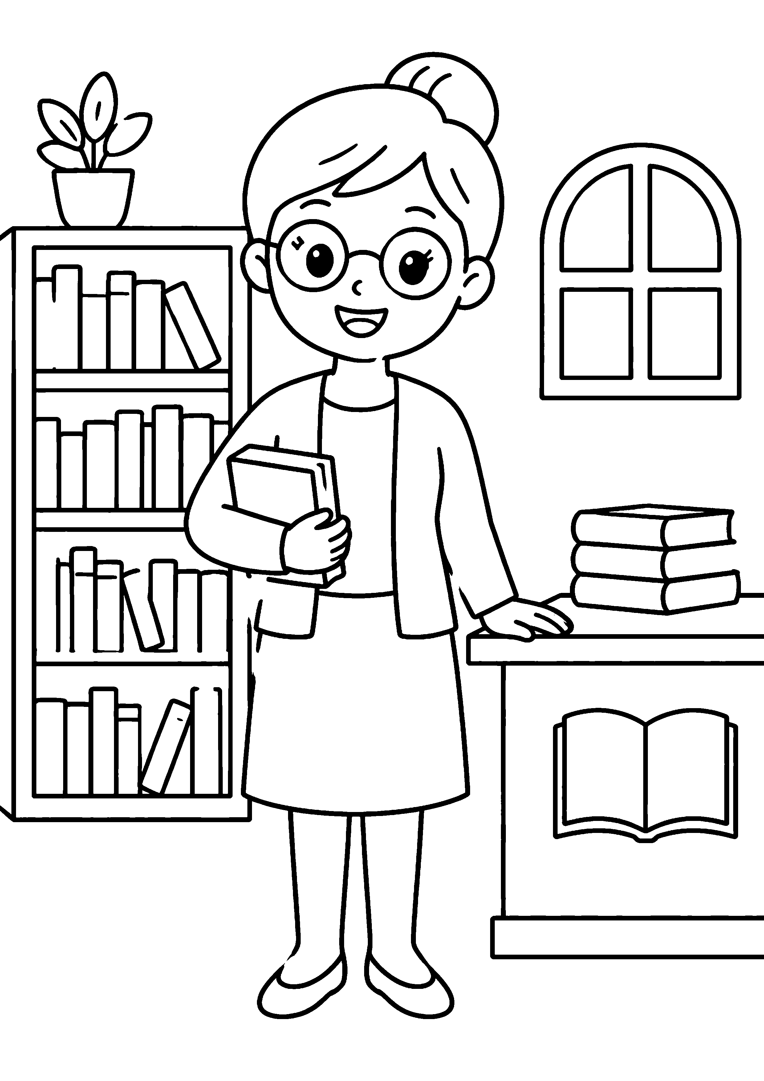 Coloriage Bibliothécaire