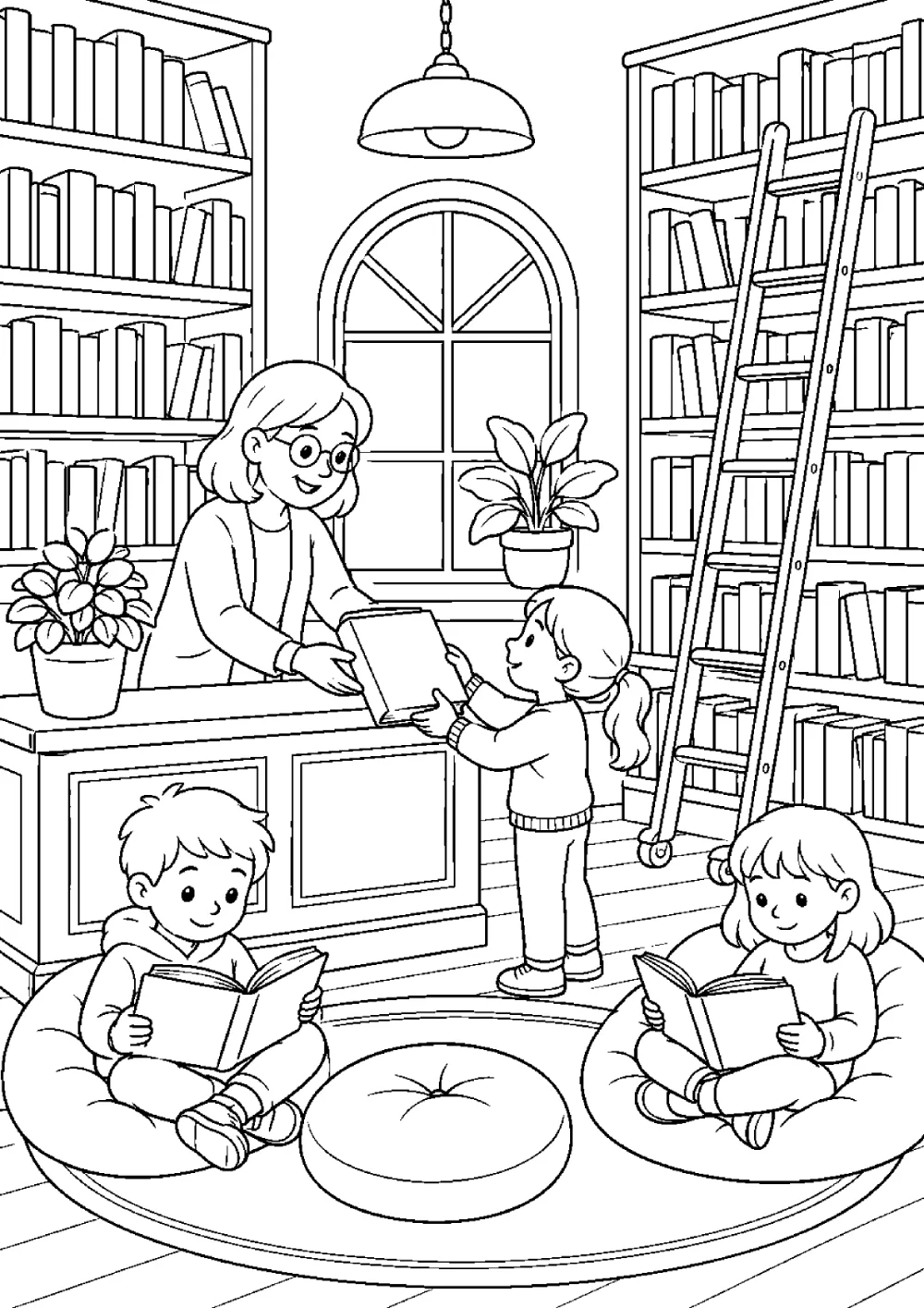 Coloriage Bibliothèque à imprimer