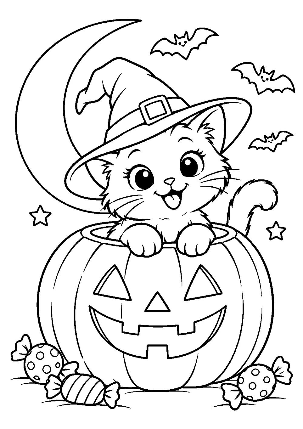 Coloriage Chat noir Halloween