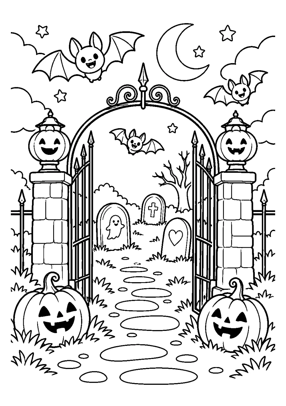 Coloriage Cimetière Halloween