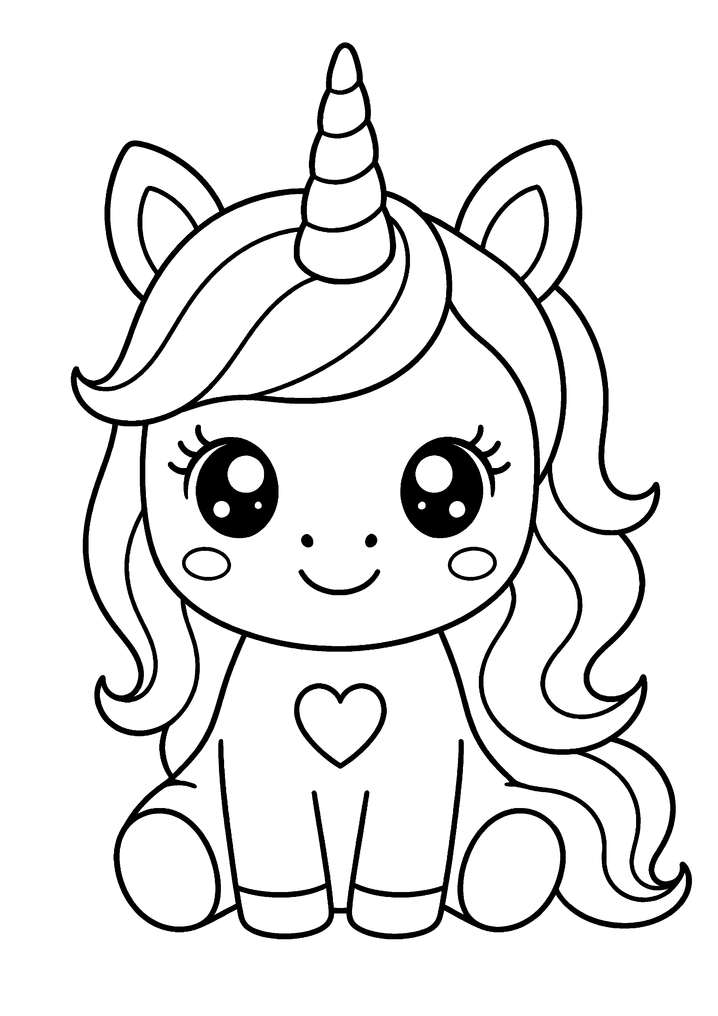 Coloriage Licorne kawaii