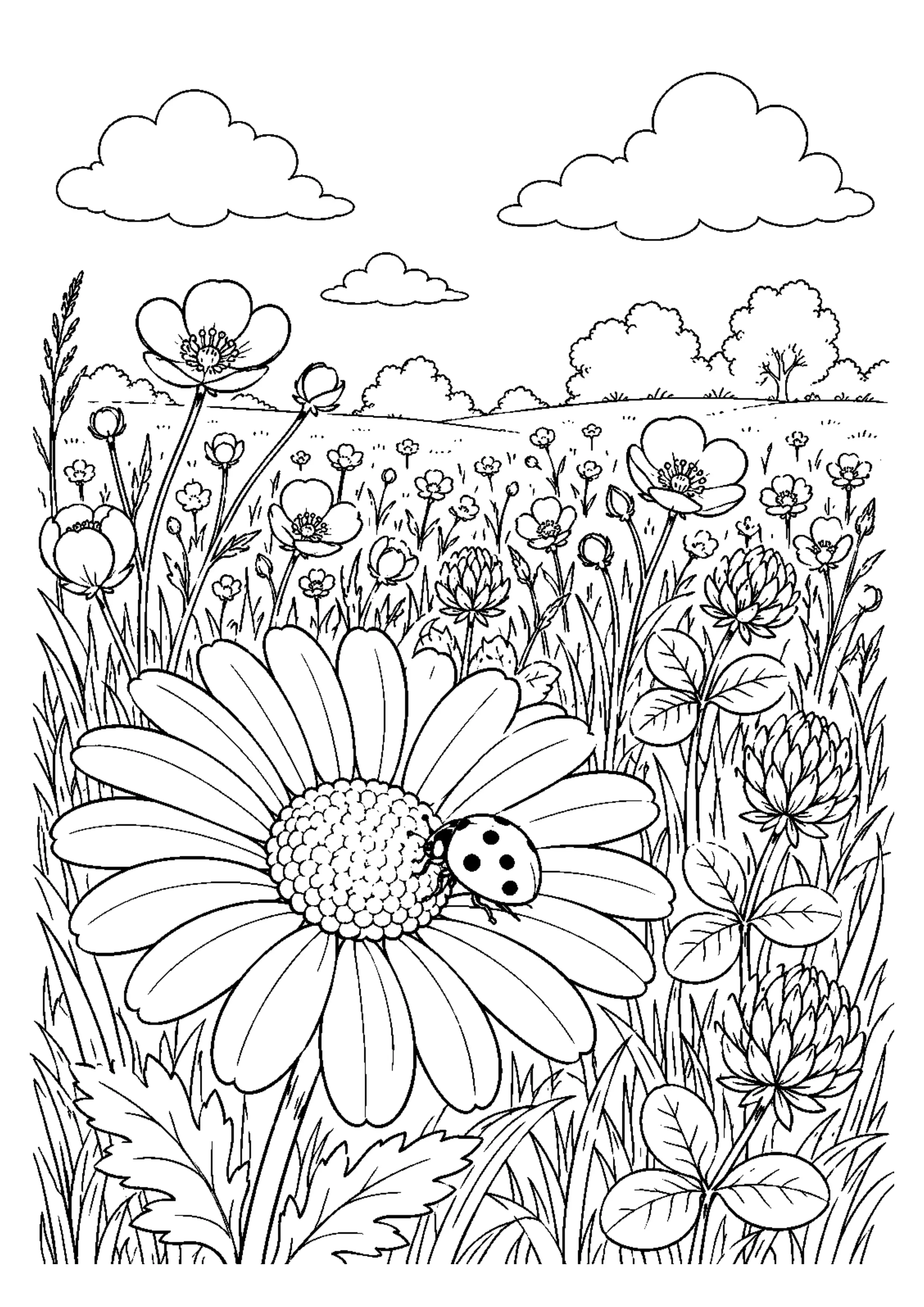 Coloriage prairie fleurie : 20 dessins à imprimer