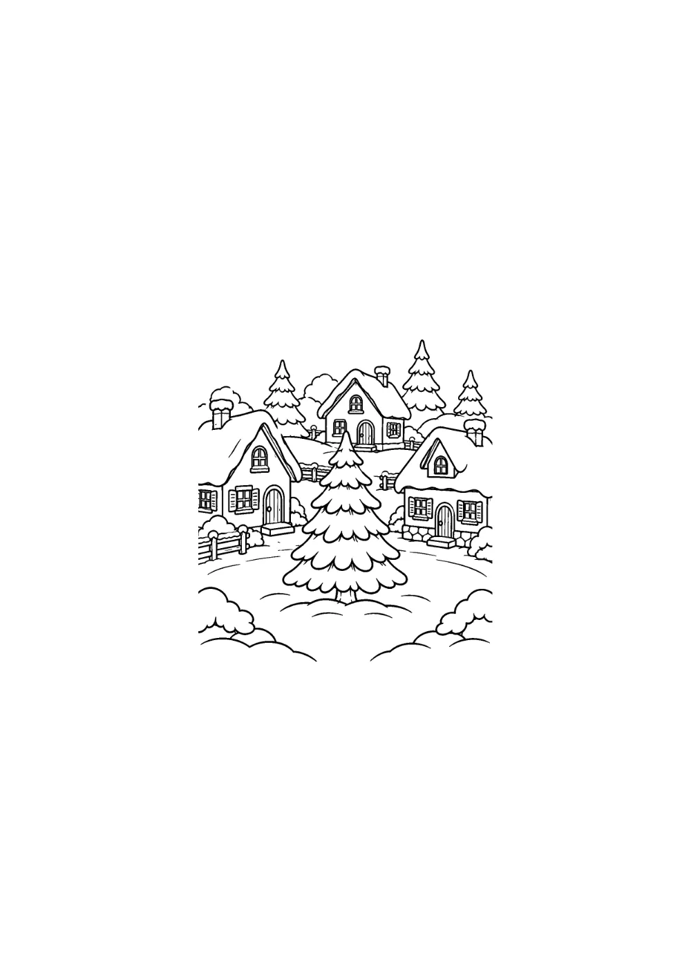 Coloriage Village de Noël