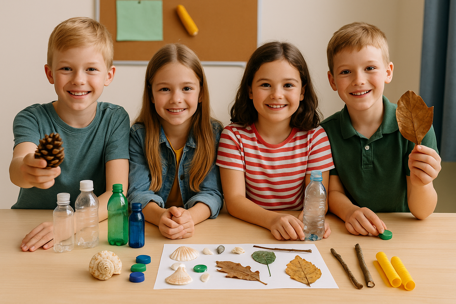 Chasse aux objets : checklist en action Groupe d'enfants cochant une liste d'objets lors d'une chasse en plein air