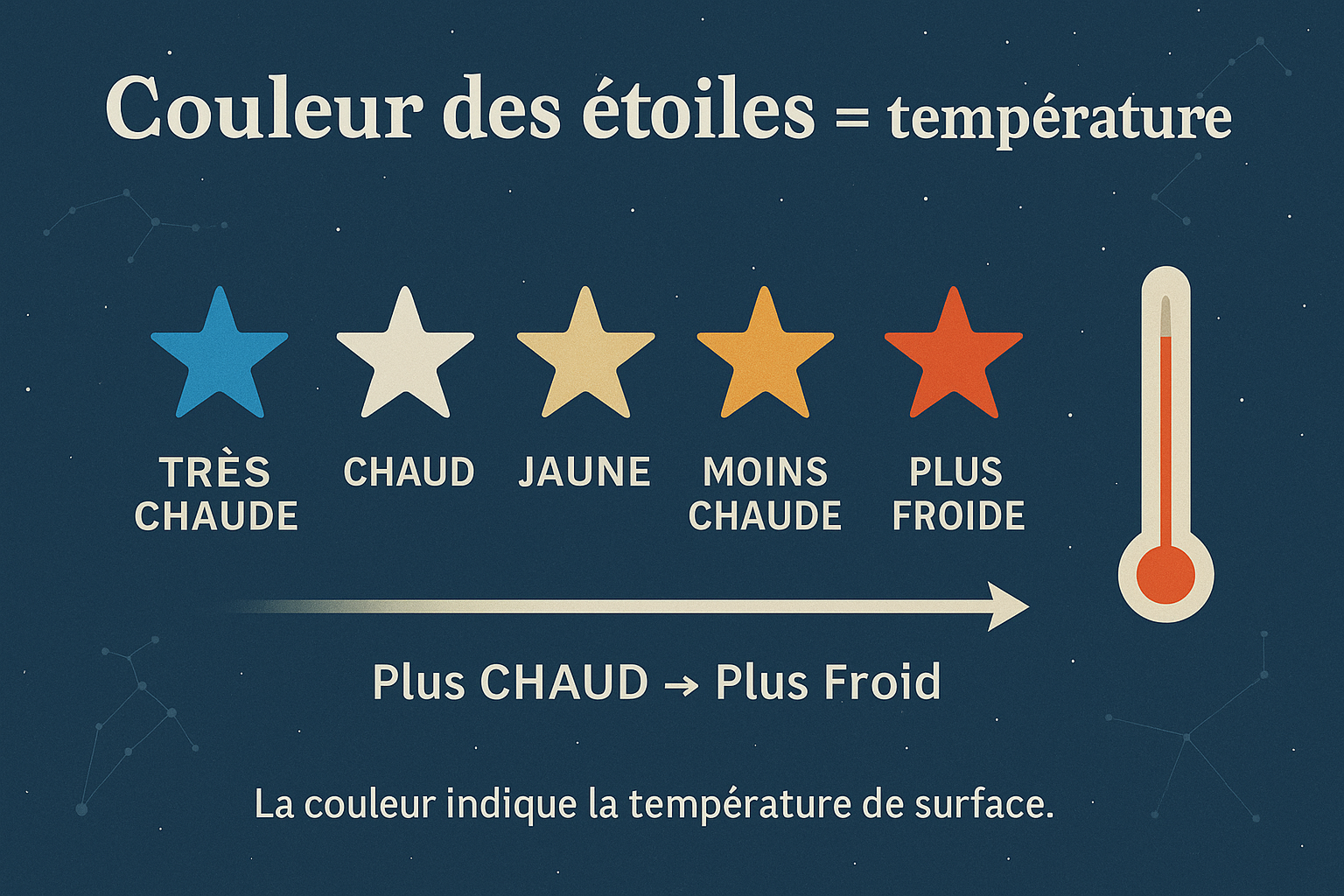 Infographie : Couleur des étoiles et température