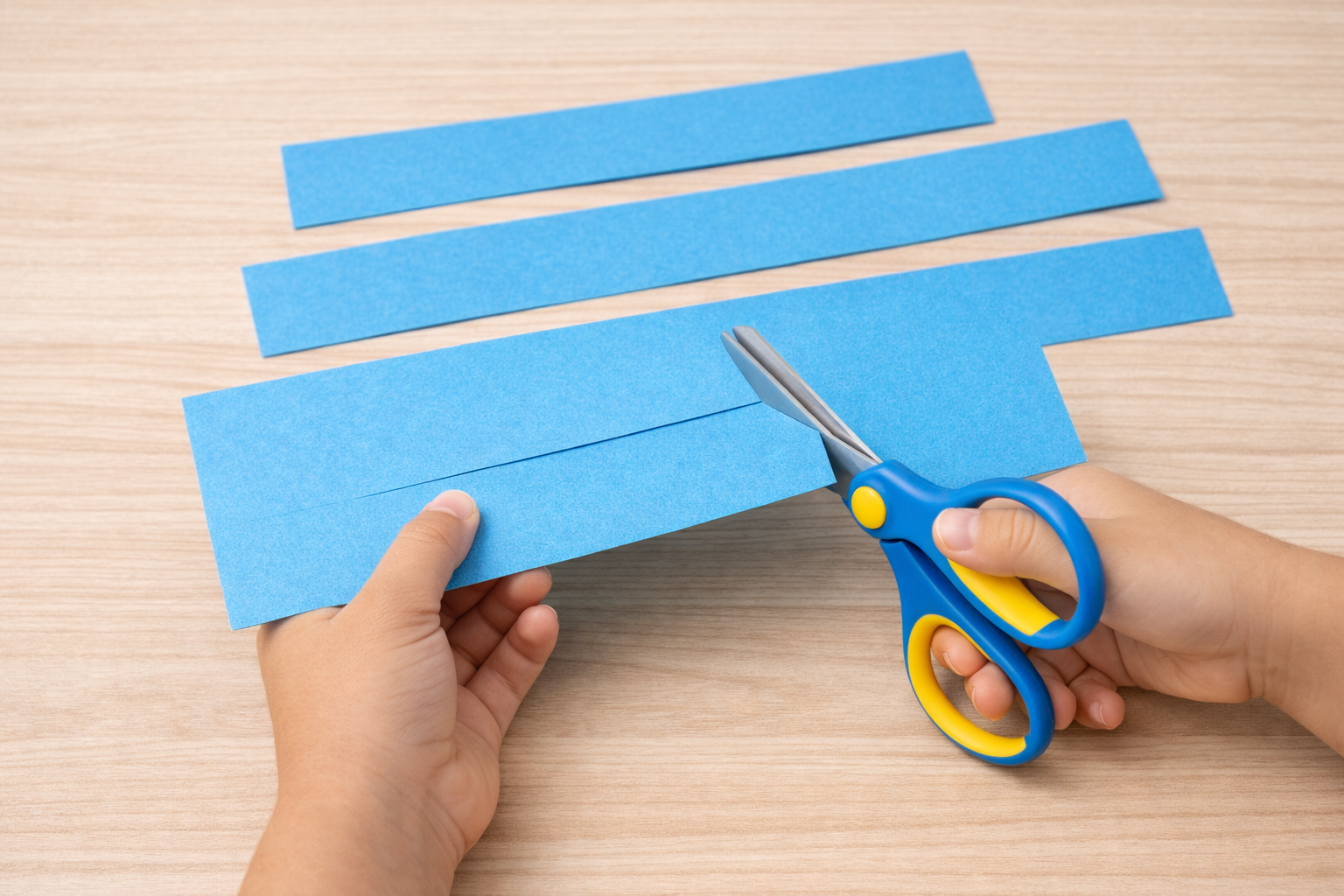 Découpage des bandes de papier pour la couronne