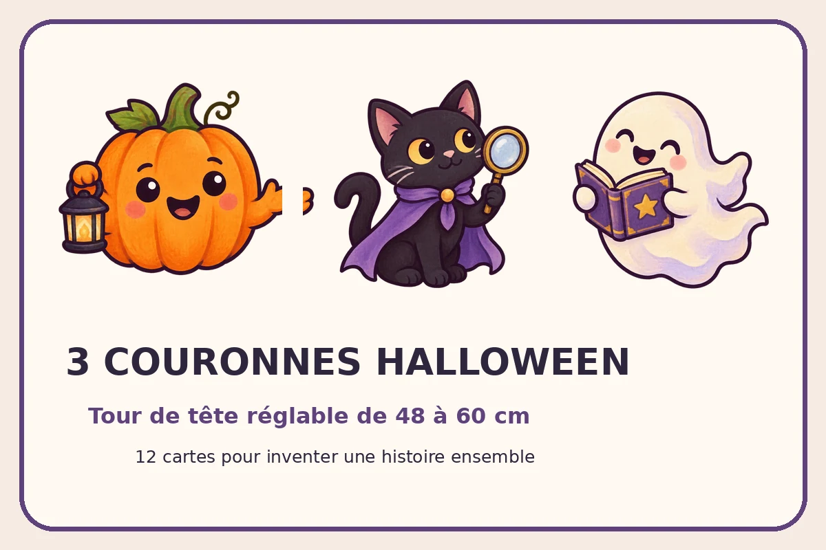 Couronnes Halloween : 3 modèles réglables et 12 cartes à imprimer
