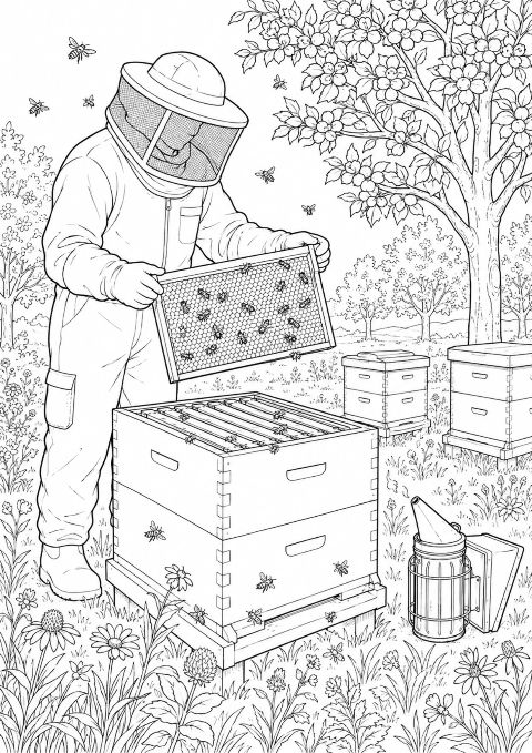 Coloriage apiculteur : 20 dessins à imprimer