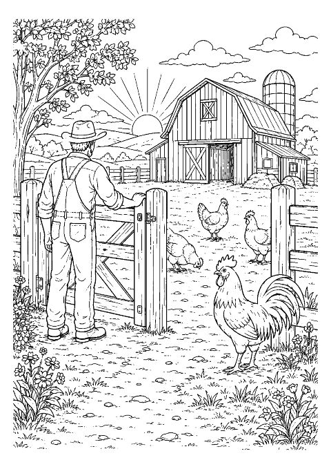 Coloriage journée à la ferme : 20 dessins à imprimer