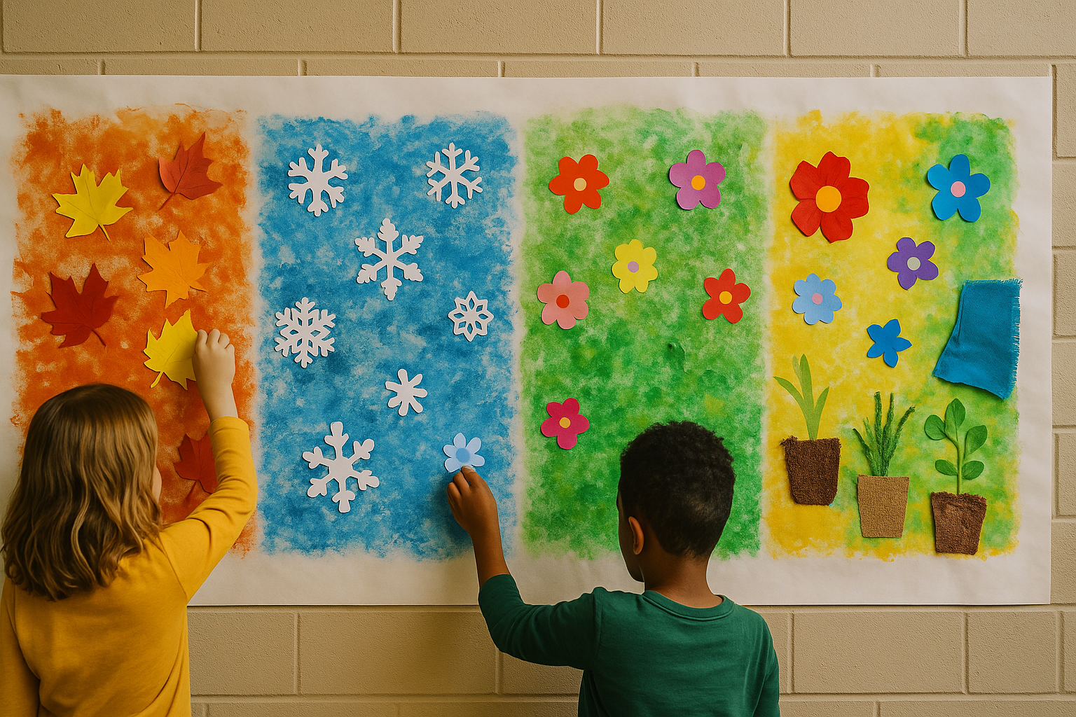Fresque des saisons réalisée par les élèves Fresque des saisons réalisée par les élèves