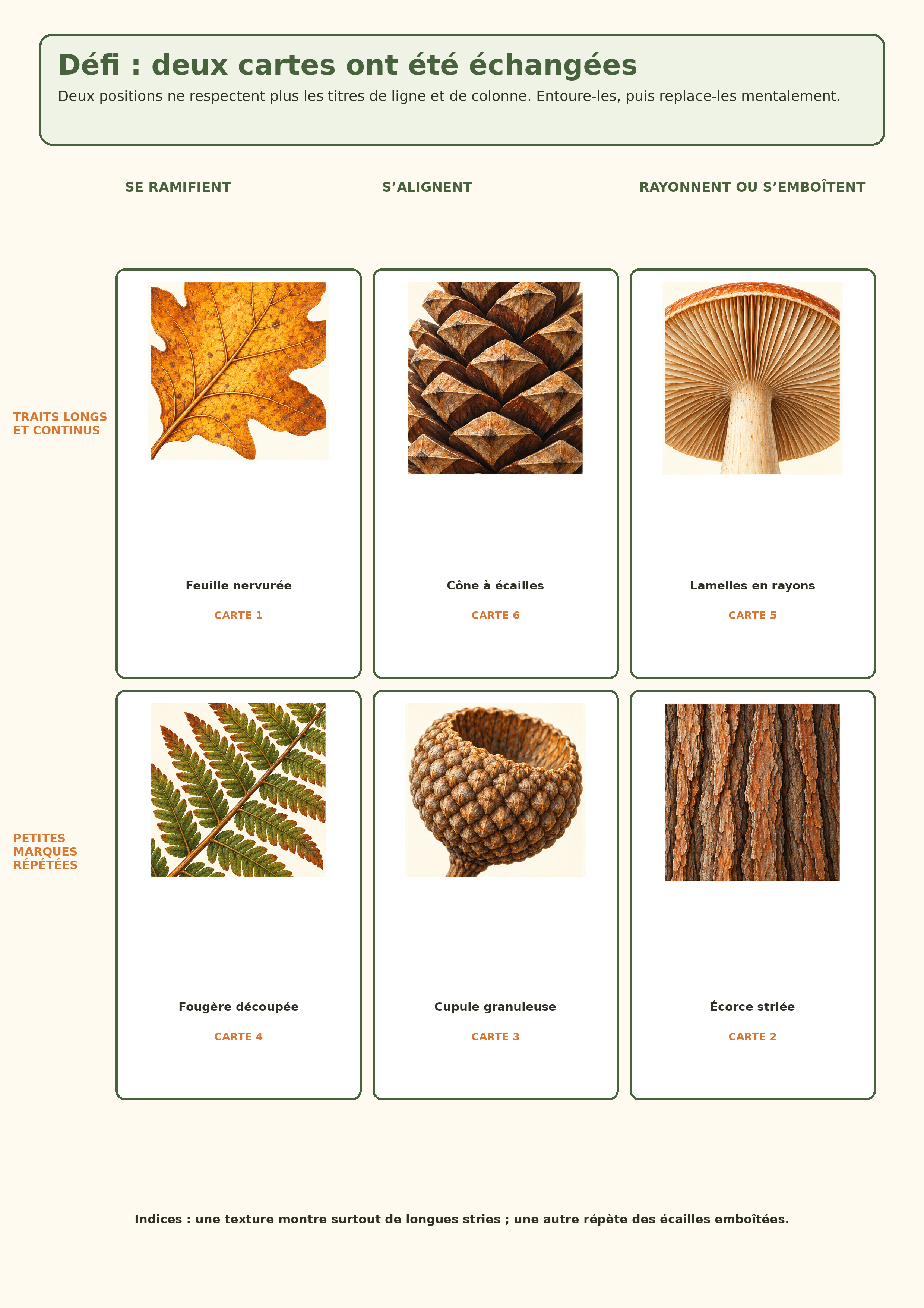 Défi de la matrice des textures avec deux cartes volontairement échangées