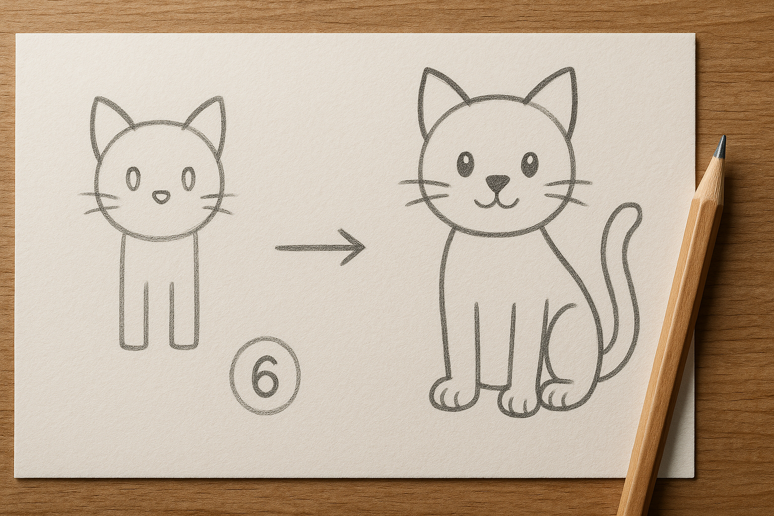 Étape 6 : construction des pattes avant et arrière (tuto dessin chat)